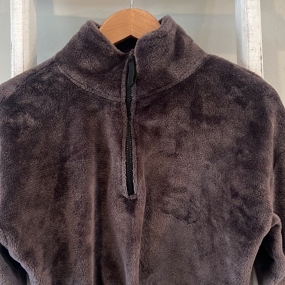 Urban outfitters cropped drawstring fleece teddy quarter zip brown pullover xs - Picture 2 of 6